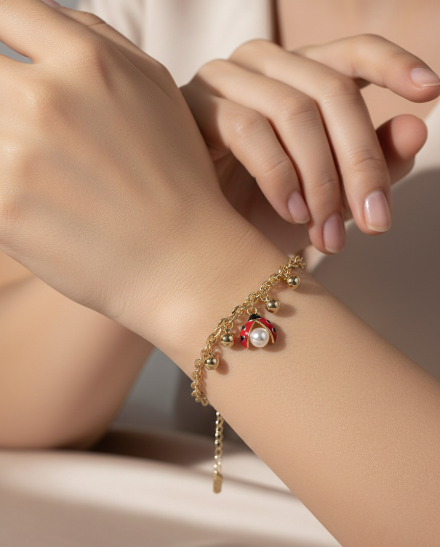 Lucky Bug Pearl Bracelet