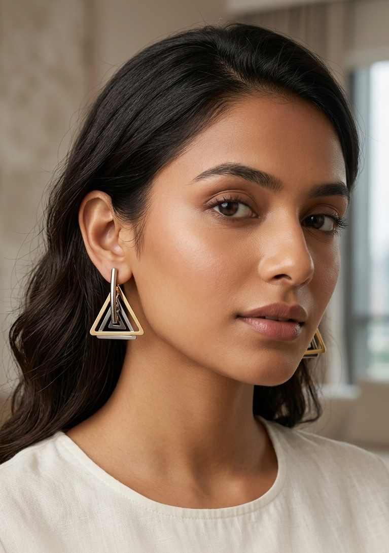 Golden Silver Triangle Drops