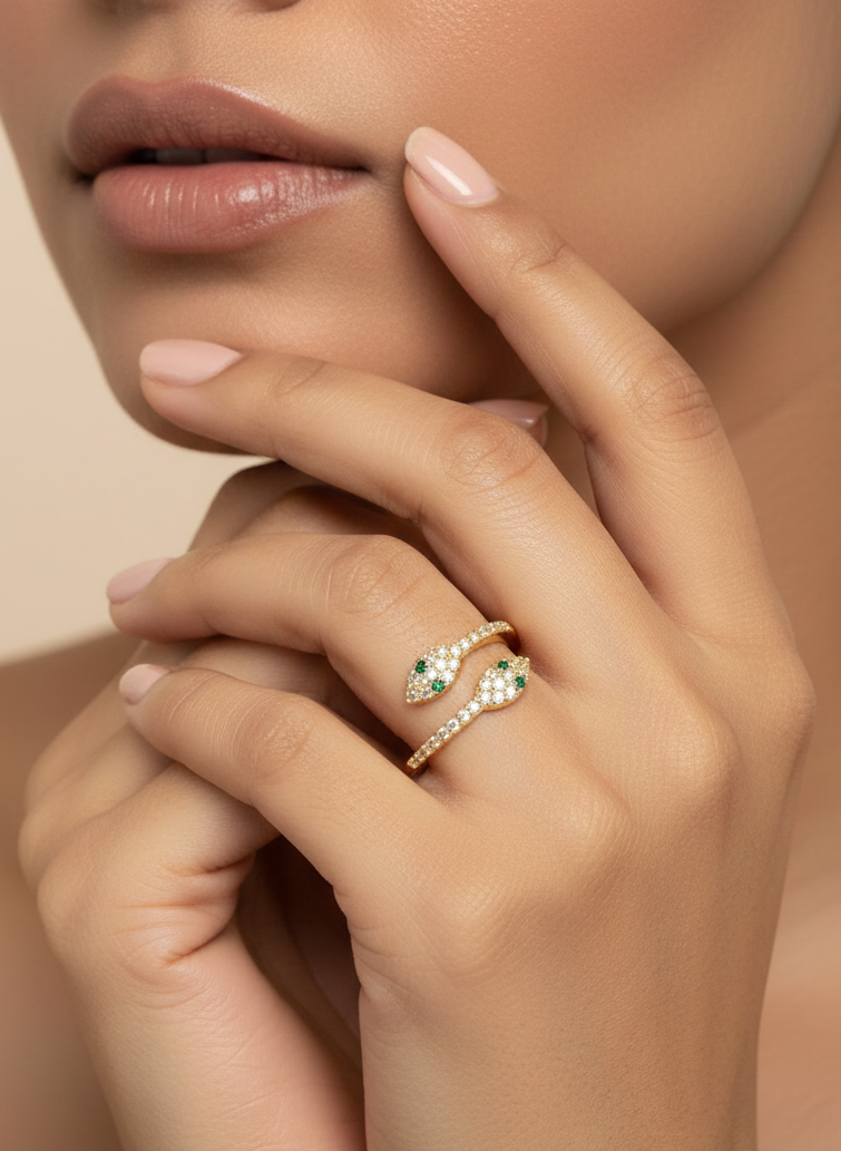 Twin Serpent Glow Ring