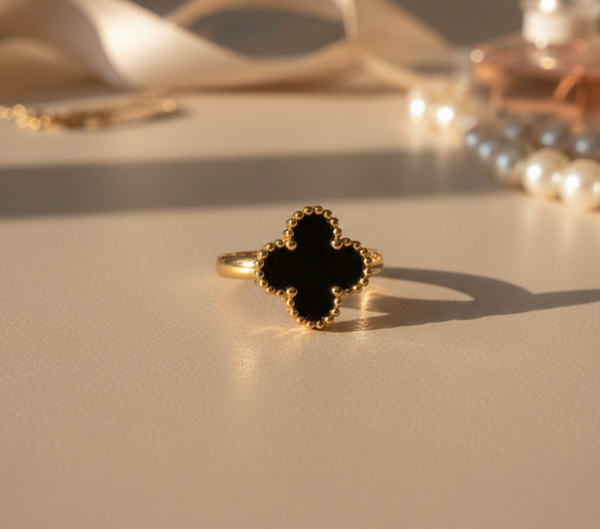 Midnight Clover Ring