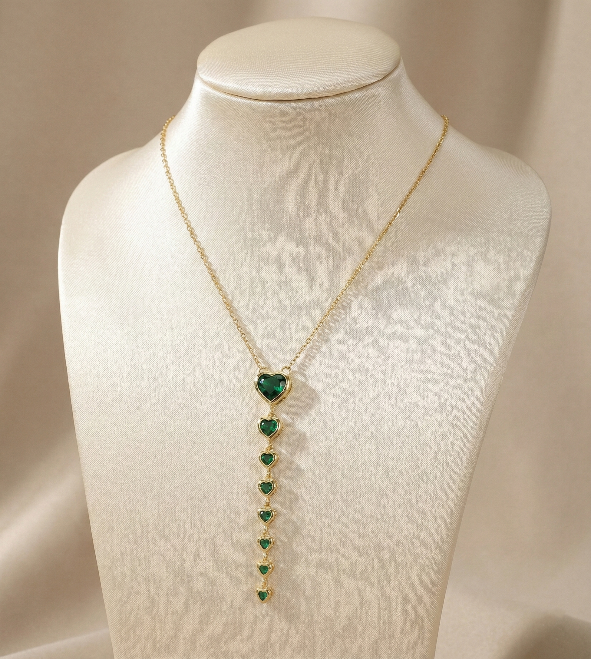 Emerald Cascade of Hearts