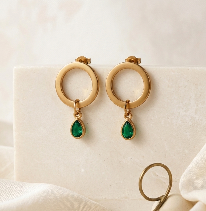 Emerald Orbit Earrings