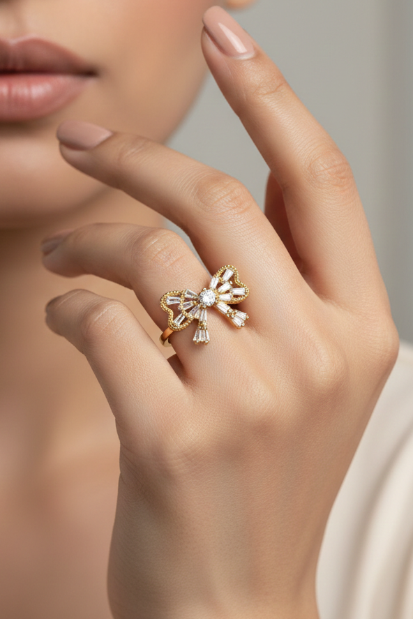 Crystal Bow Bliss Ring